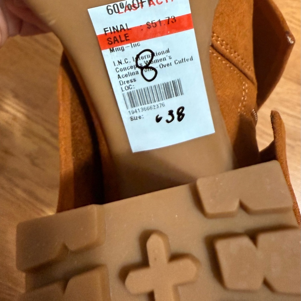 I.N.C. Suede Acelina Fold-Over Cuffed platform Dress heel Booties Size 8 NWT - Picture 16 of 17